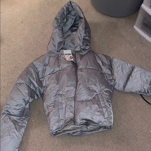 Grey puffer coat